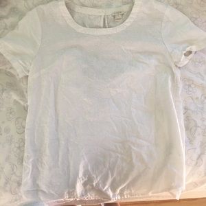 J Crew White linen embroidered blouse