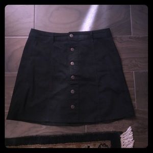 Black button up mini skirt