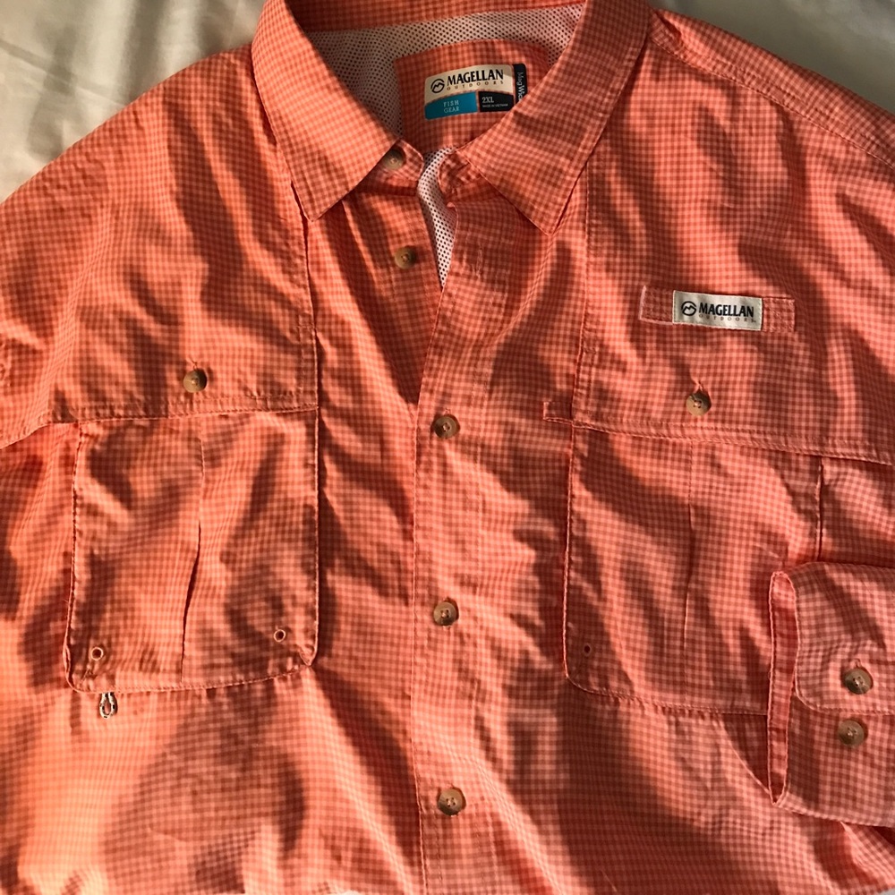 Long sleeved fishing shirt.