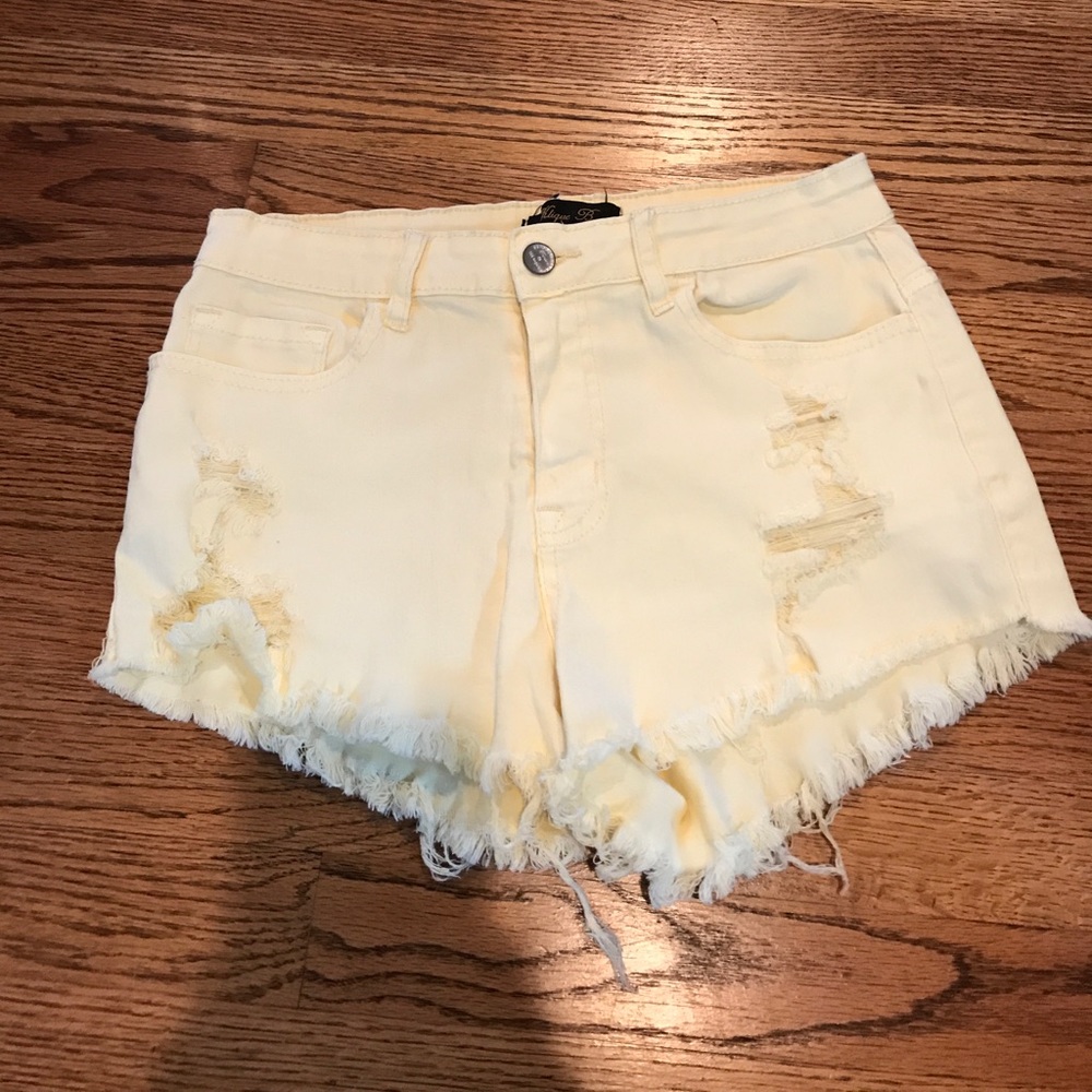 Yellow High-Waisted Jean Shorts