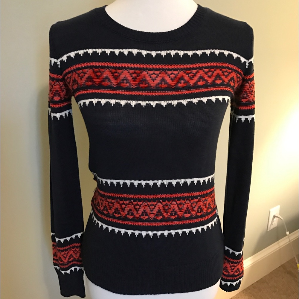 Mossimo Sweater, orange and navy blue