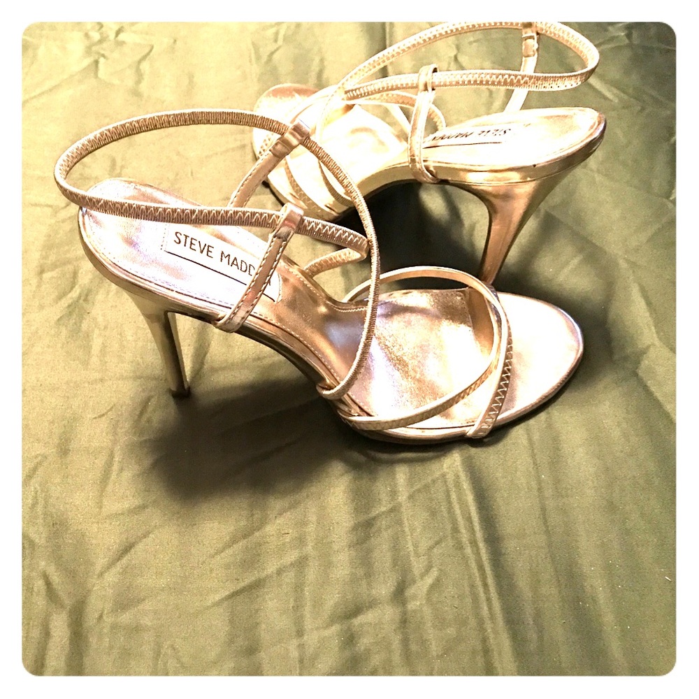STEVE MADDEN DAPHNY GOLD HIGH HEELS SIZE 8 👠 - Picture 2 of 8