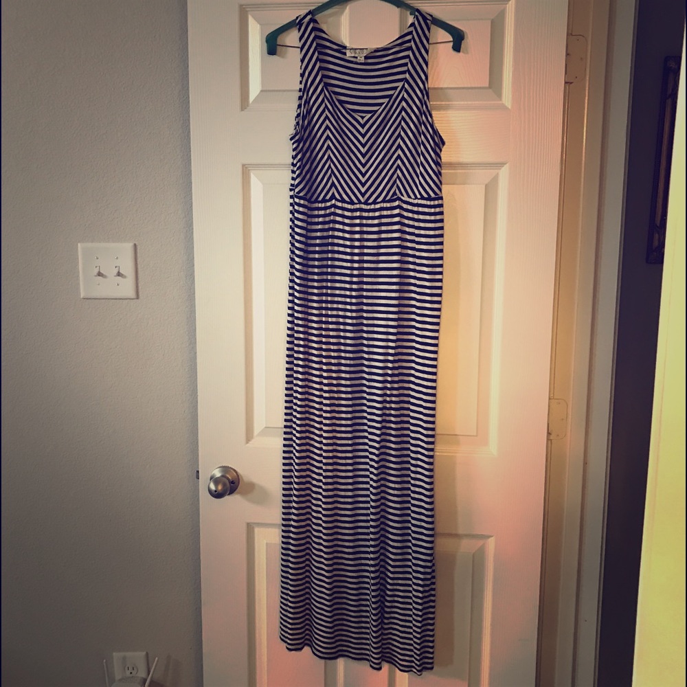 Pink Rose striped maxi dress