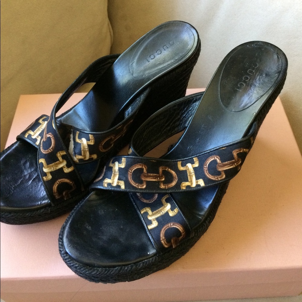Gucci black Wedge Sandals