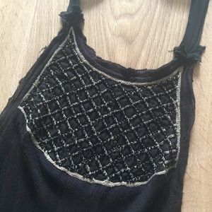Free People Beaded Black Halter Dress