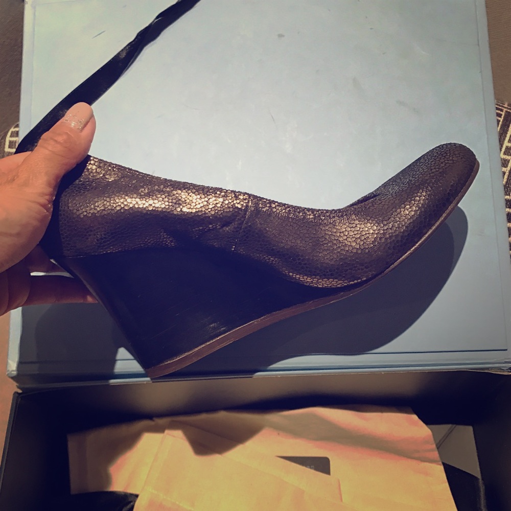 Lanvin ballet wedges in dark metallic brown