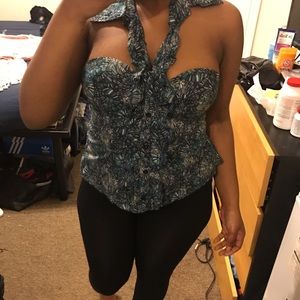 Multicolored strapless blouse