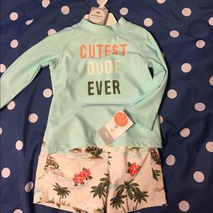 Little boys swimsuit with rash guard shirt