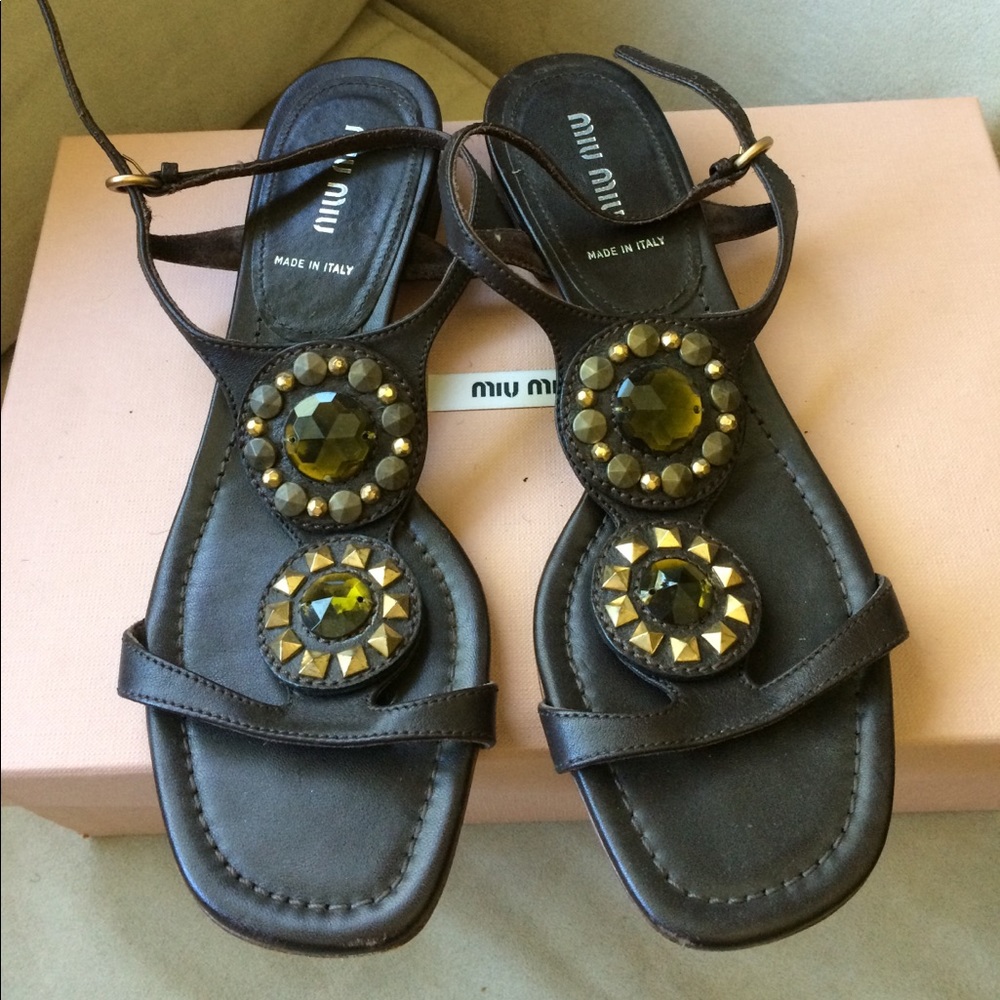 Miu Miu Embellished Sandals