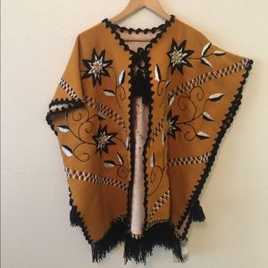 Vintage fringed poncho