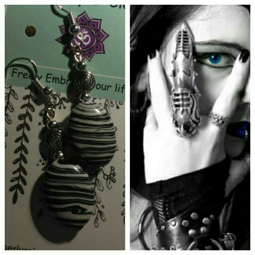 Zebra Calsilica gemstone earrings