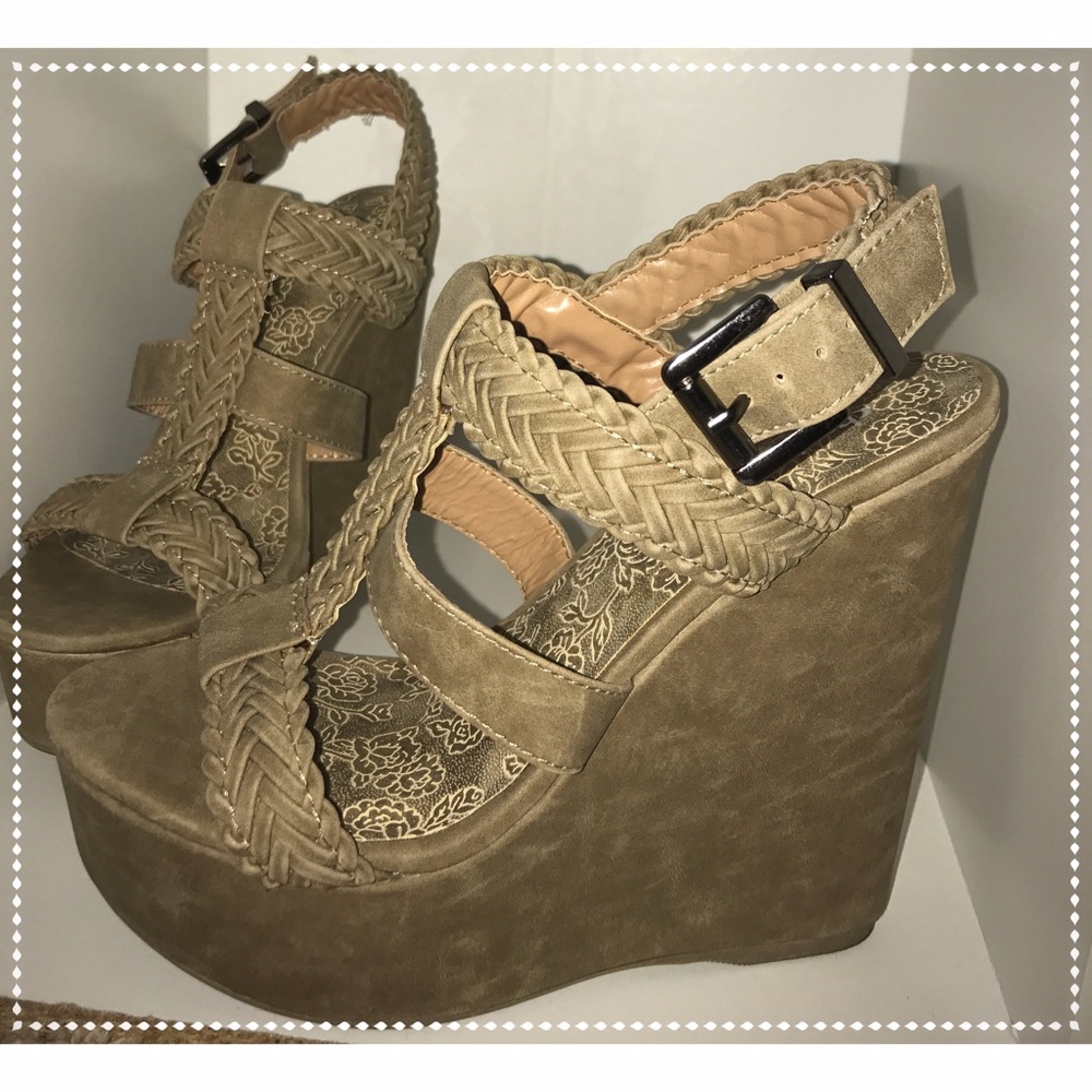 Strappy Nude Wedges