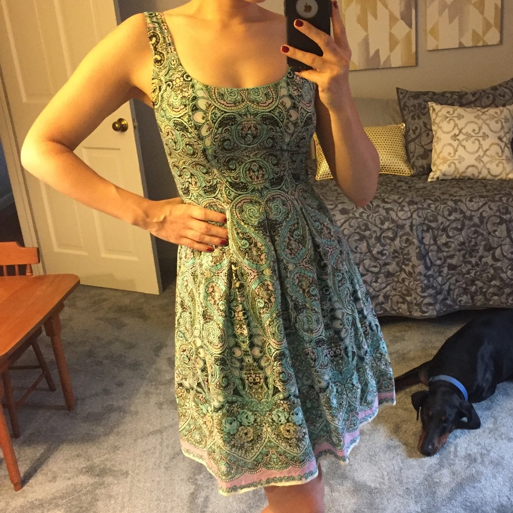 Nine West Paisley Fit & Flare Dress