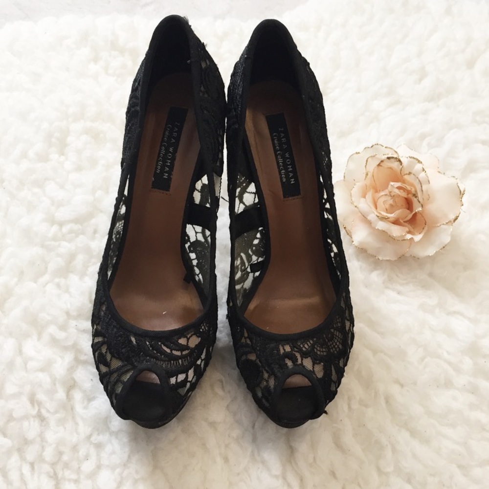 ✨Host Pick ✨Zara Cruise Collection Black Lace Heel