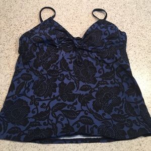 Lands' End tankini. Cobalt blue and black. Size 14
