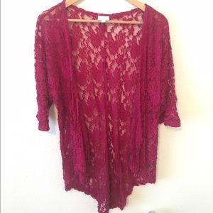 Burgundy Lace LulaRoe Cardigan