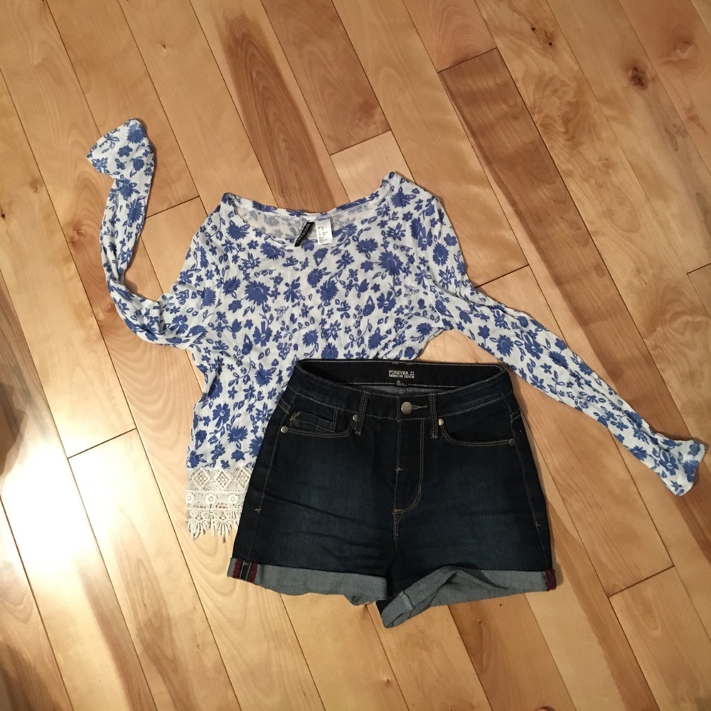 High waisted denim shorts- forever 21 size 25