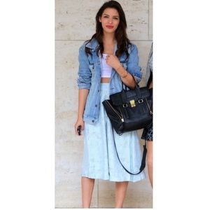 JOA Light Blue Printed Midi Skirt