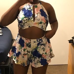 Skort and crop top floral set