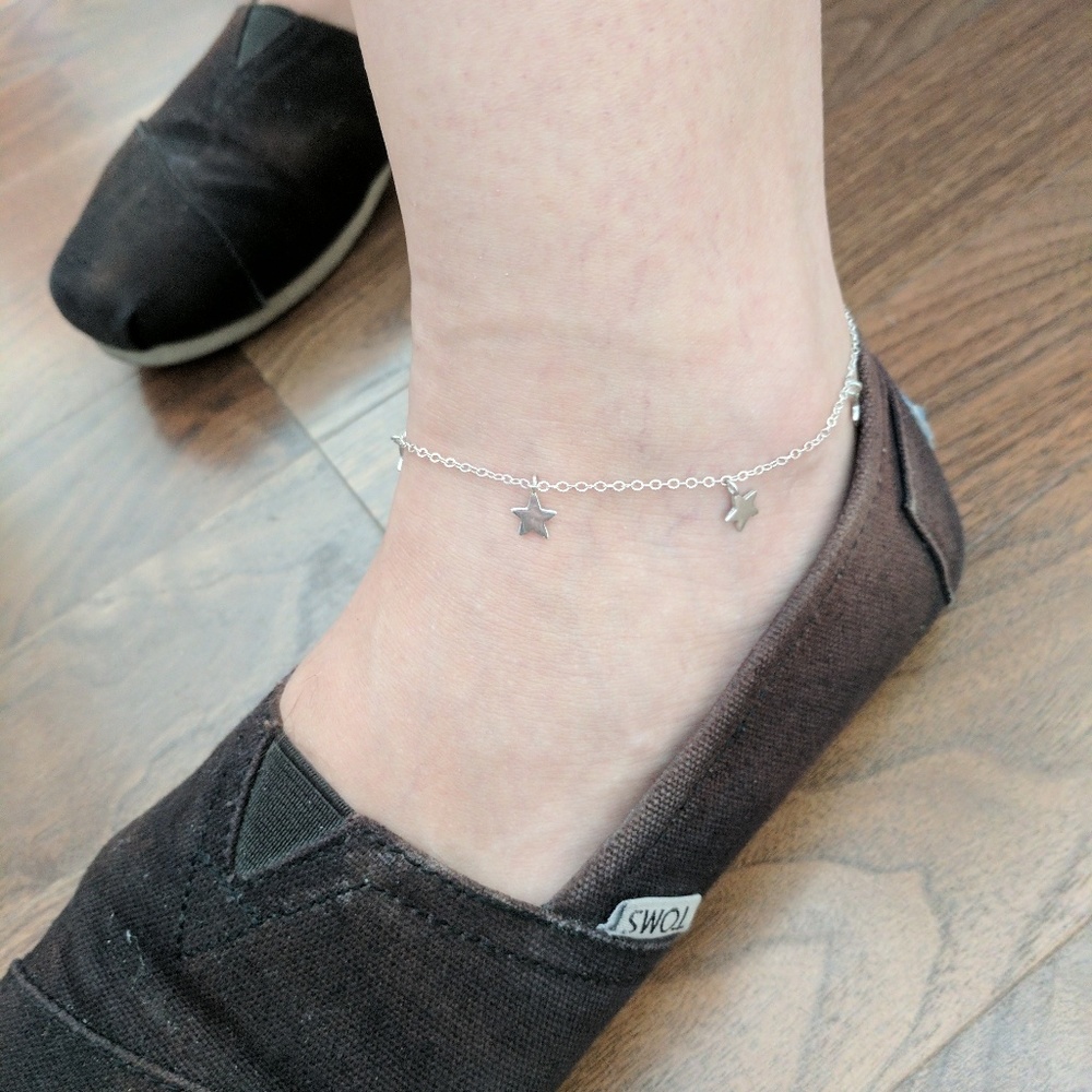 Sterling Silver anklet with star charms