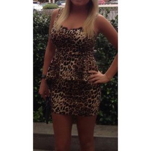 Charlotte Russe Cheetah Peplum Dress