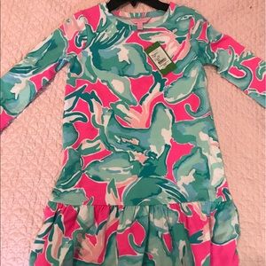 Lilly Pulitzer Girls Kim Dress Tropical Pin Pink L