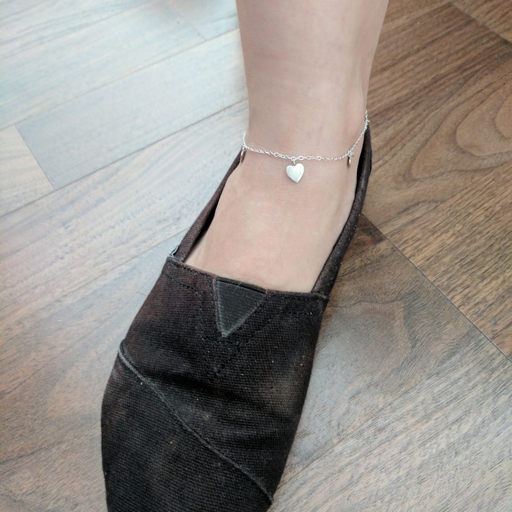 Sterling Silver anklet with heart charms