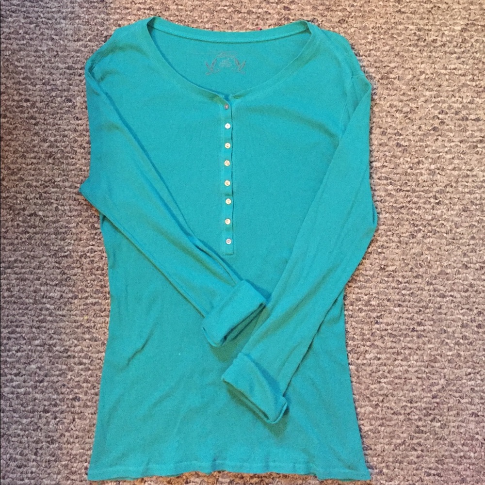 Teal Waffle Knit Long Sleeve