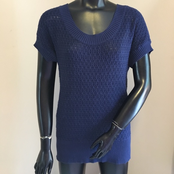 Ann Taylor Sweaters - Ann Taylor Blue Short Sleeve Sweater