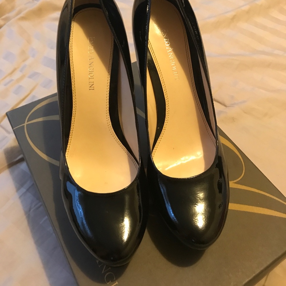 Enzo Angiolini black patent leather heels