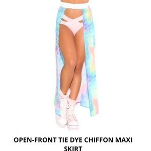 I heart raves open front tie dye skirt