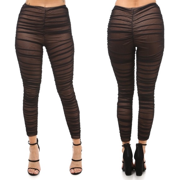 ruched mesh pants