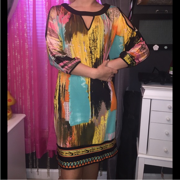 Dresses & Skirts - SOLD‼️🌅 Gorgeous Watercolor Cold Dress 🌅