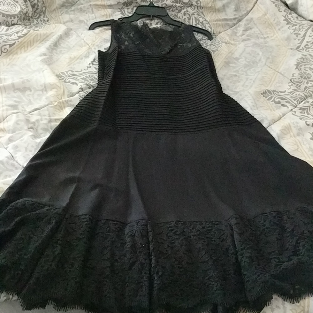 Black lace panel dress
