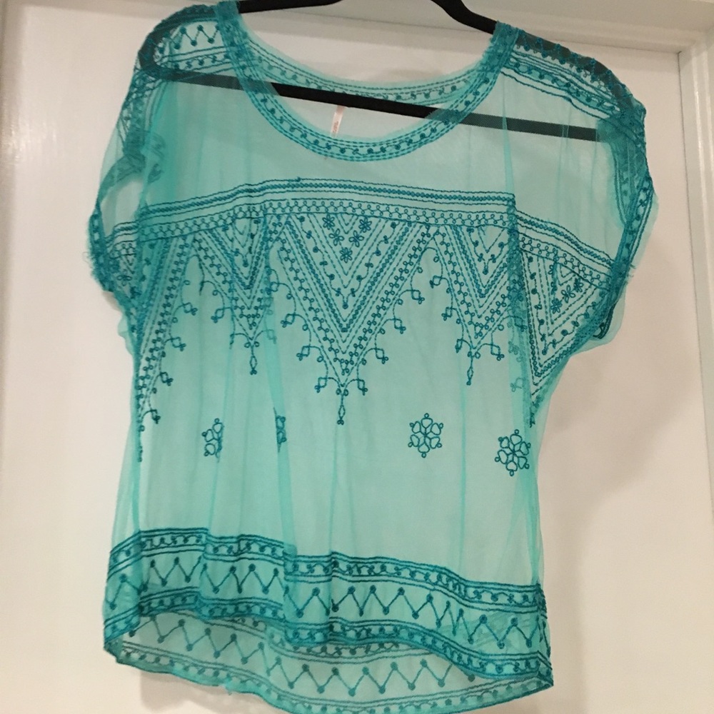 Lace turquoise shirt
