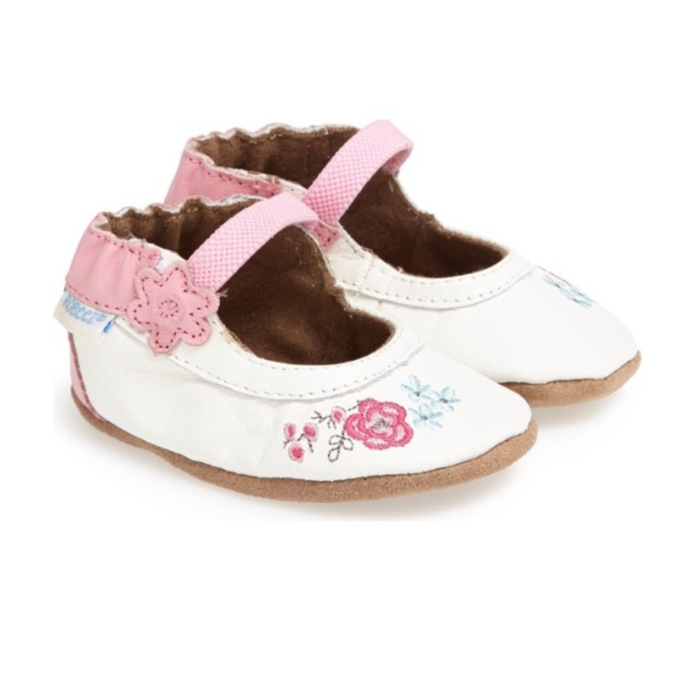 Robeez all leather floral Mary Jane
