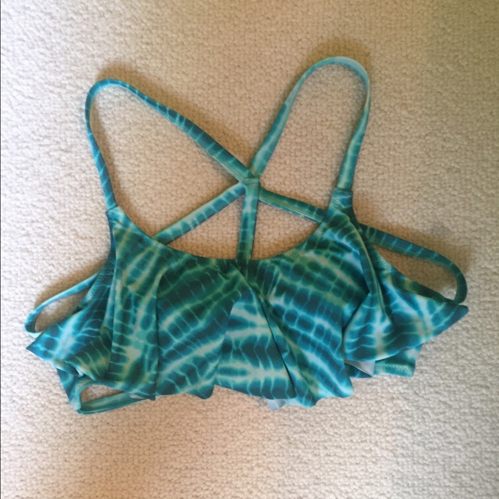 PINK victoria's secret tie-dye flounce bikini top