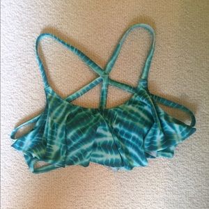 PINK victoria's secret tie-dye flounce bikini top