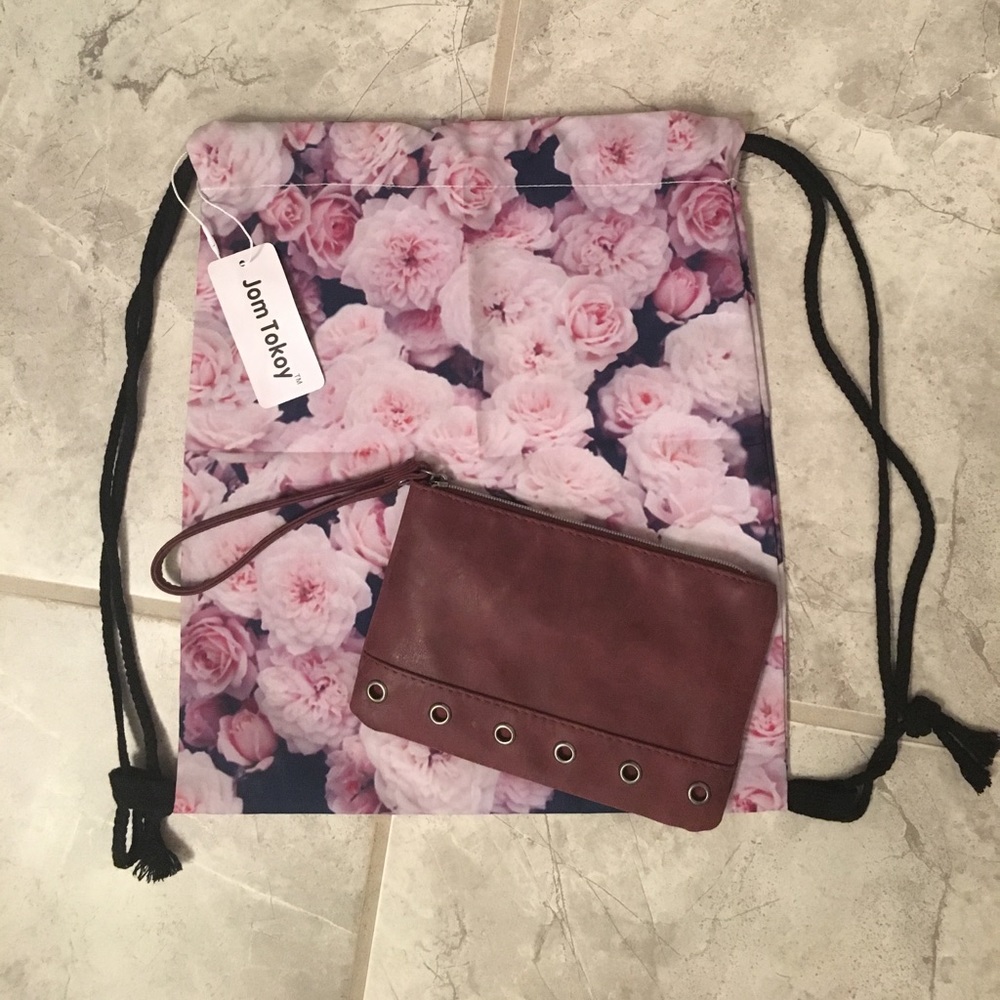 2 bag bundle drawstring & clutch