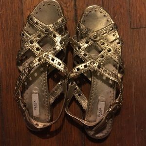 Prada gold gladiator style sandals