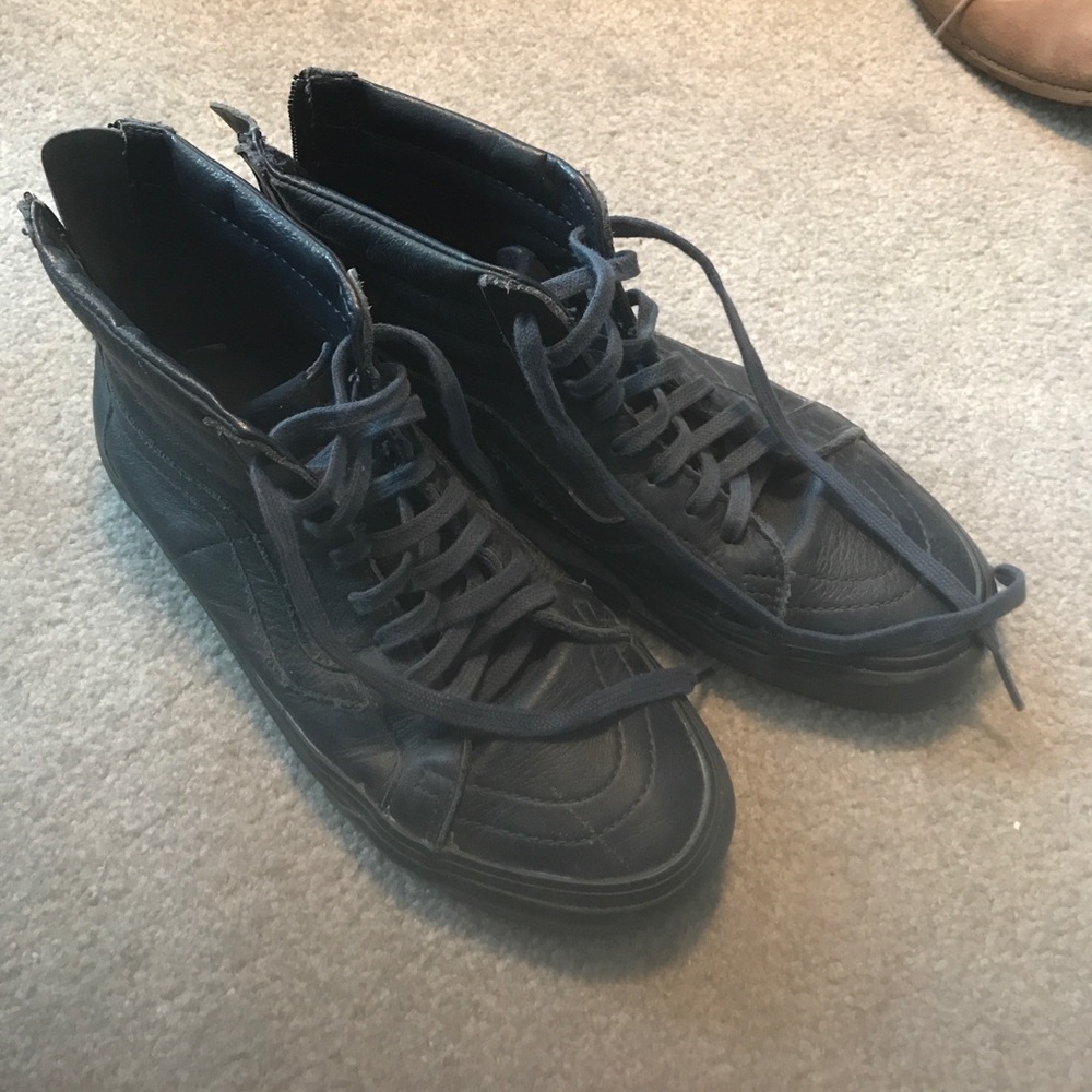 Monotone blue leather Vans Skate-Hi