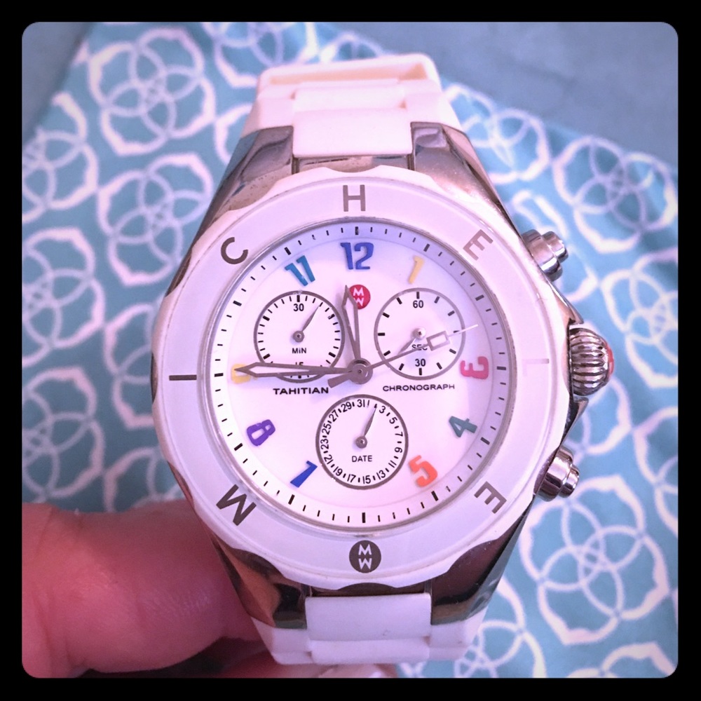 Michele Tahitian white watch