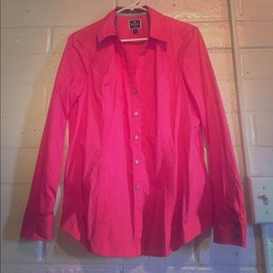 Express Essential Shirt L, pink with leopard cuffs