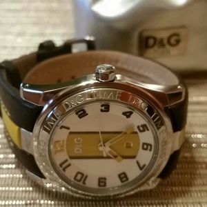 D&G watch brown/yellow 40mm leather strap