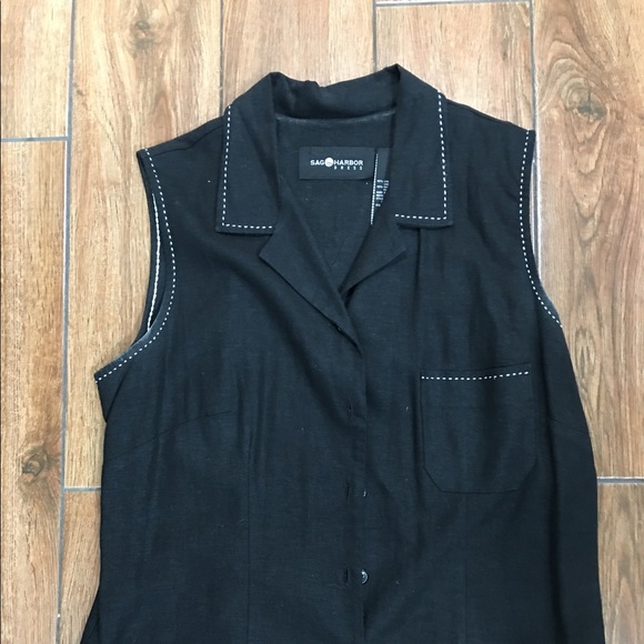 Black button-down dress linen/Rayon size 12 - Picture 2 of 5