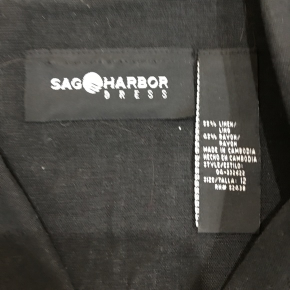 Black button-down dress linen/Rayon size 12 - Picture 3 of 5