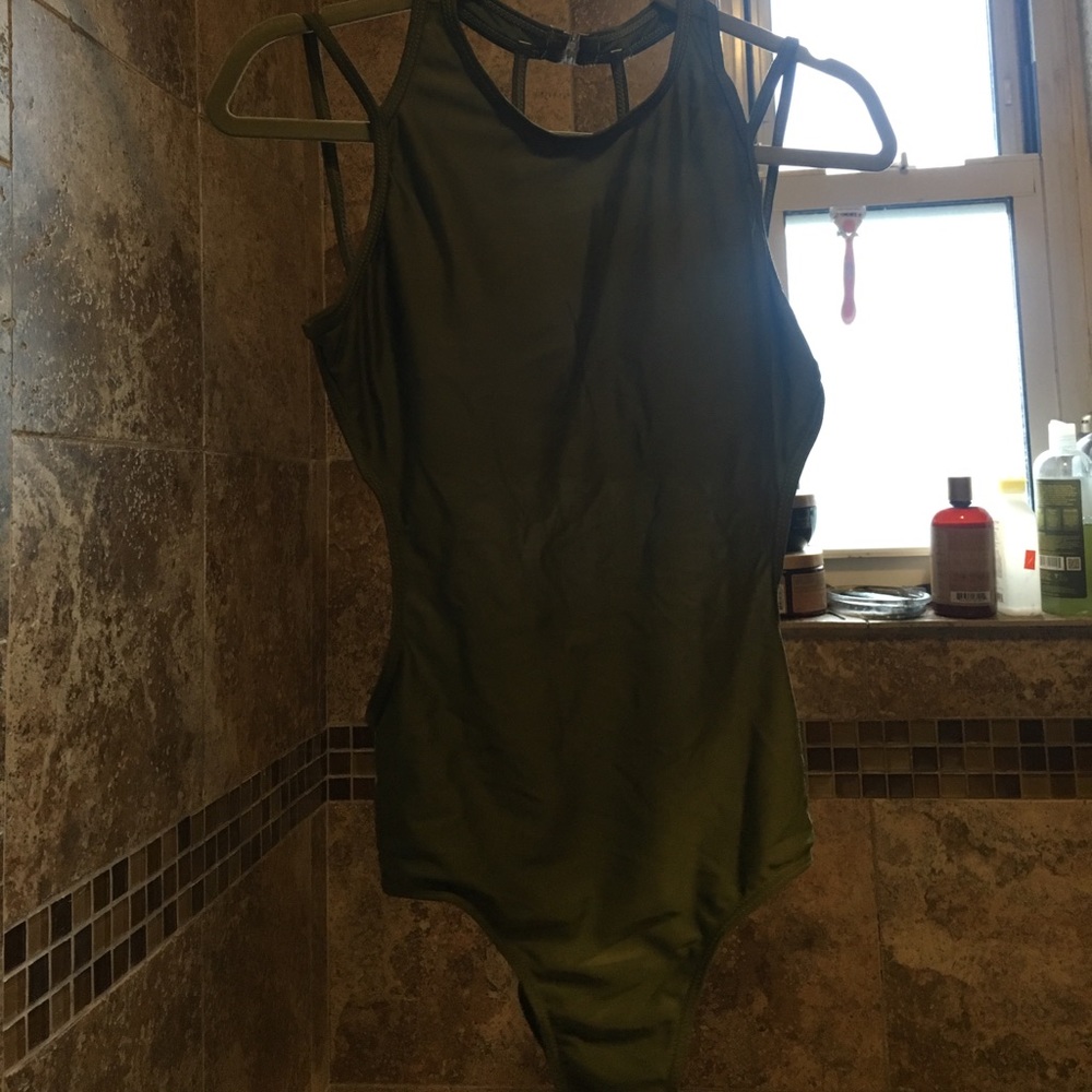 Army green swim suit