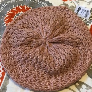 Blush and gold beret hat