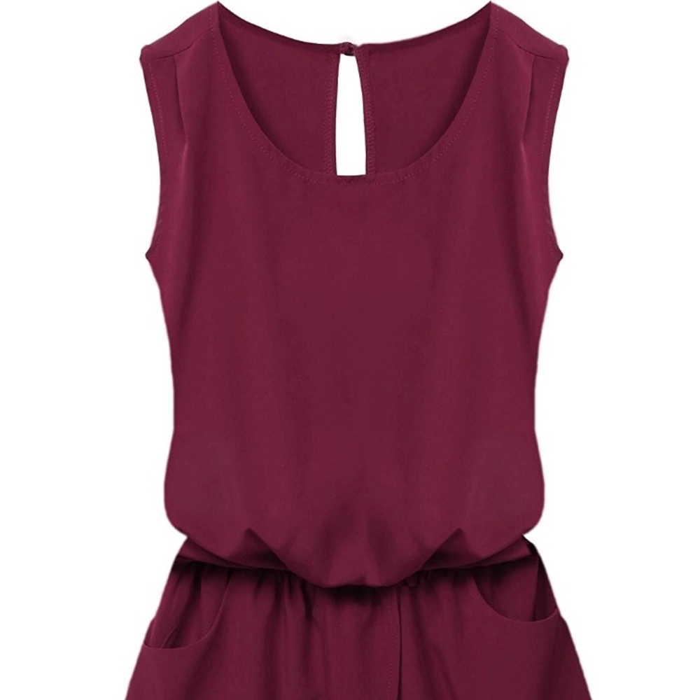 Maroon Romper with cut out back and skort style