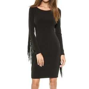 Black Long Sleeve Fringe Dress